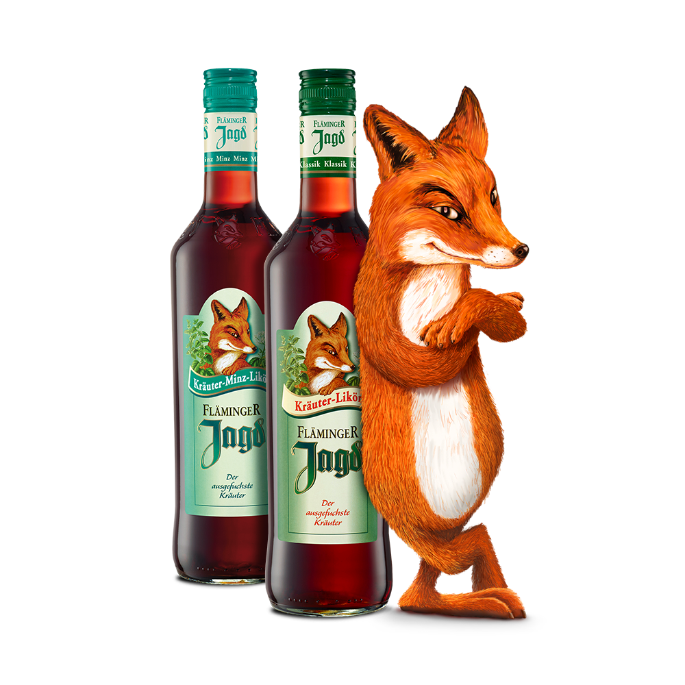 Illustrierter Fuchs mit erhobenem Arm