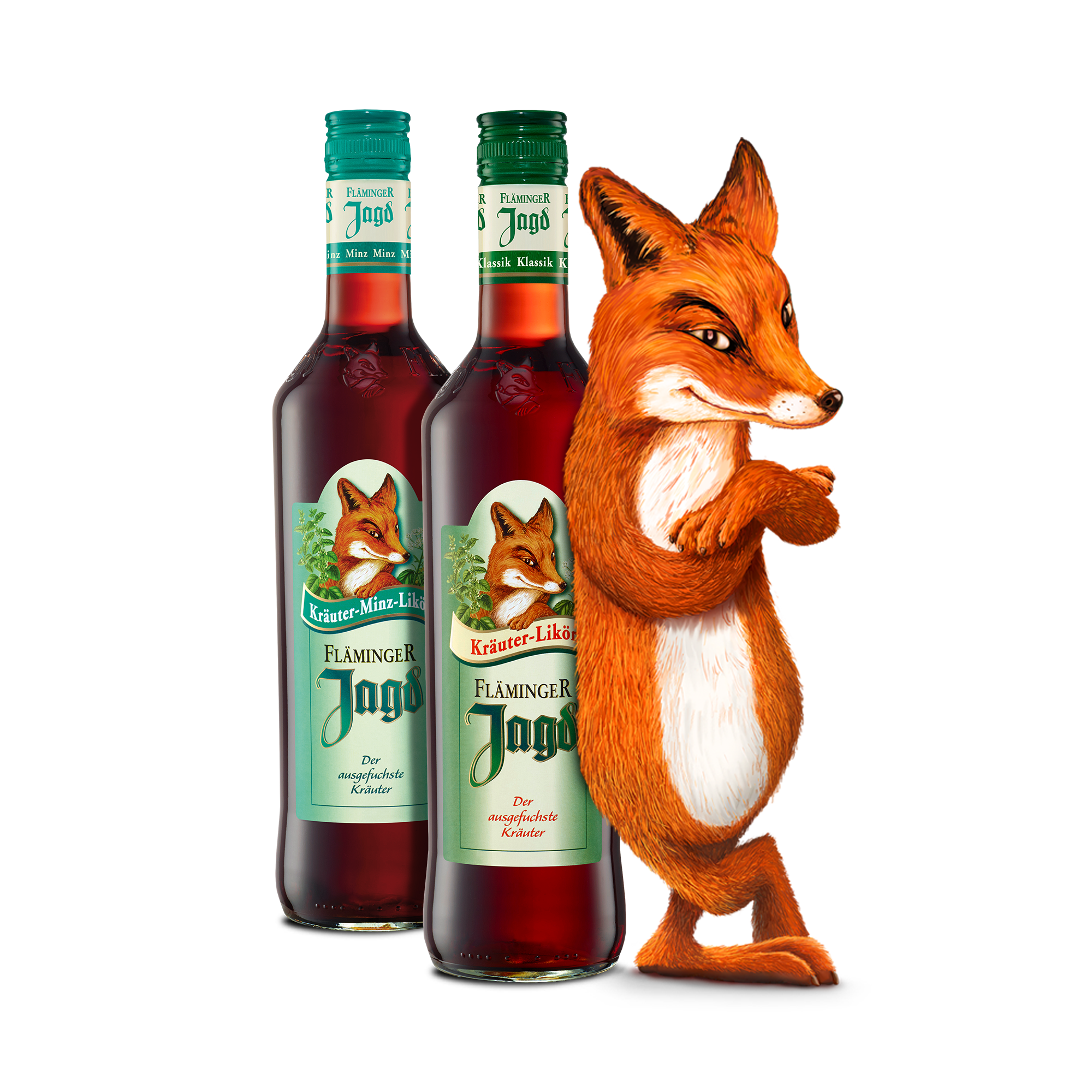 Illustrierter Fuchs mit erhobenem Arm