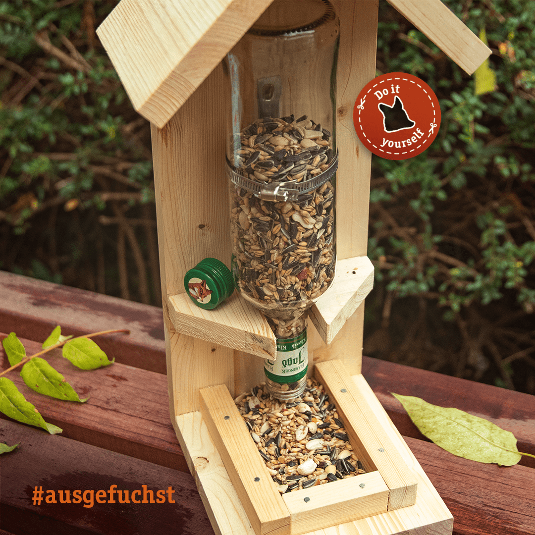 Vogelhäuschen aus einer Flasche Fläminger Jagd