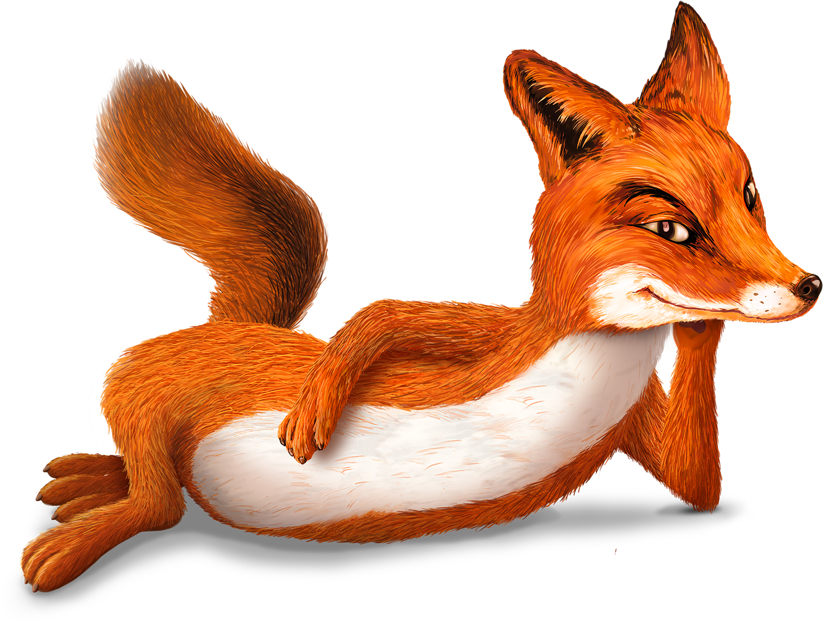 Illustrierter Fuchs in liegender Pose