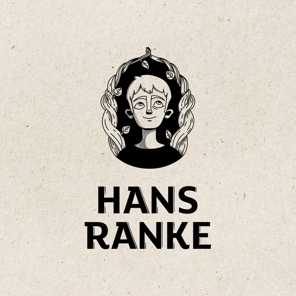 Logo-Maskottchen von Bohnenranken umrahmt blickt in den Himmel