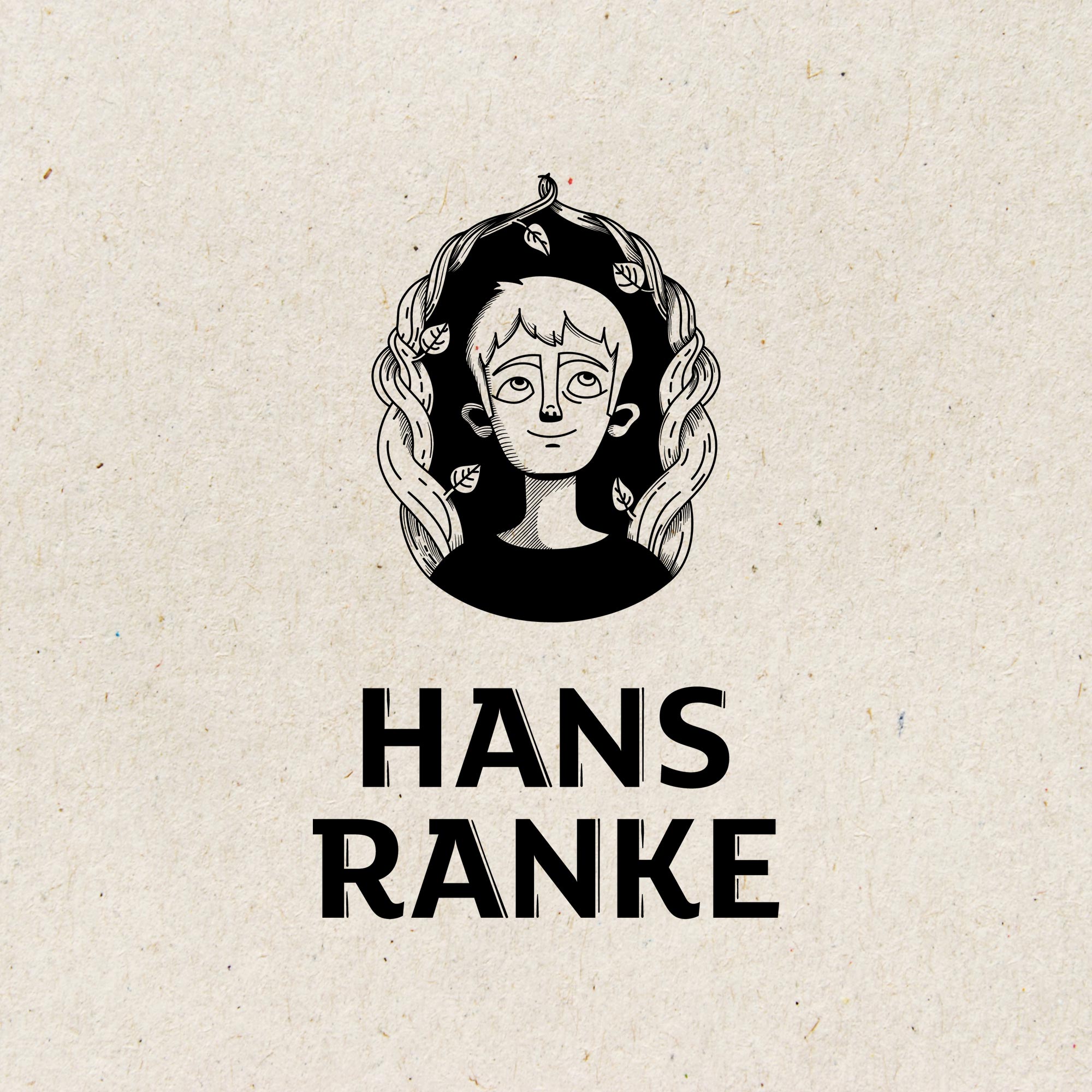 Logo-Maskottchen von Bohnenranken umrahmt blickt in den Himmel