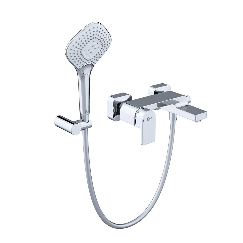 Das Bild zeigt eine Duscharmatur auf weißem Grund.