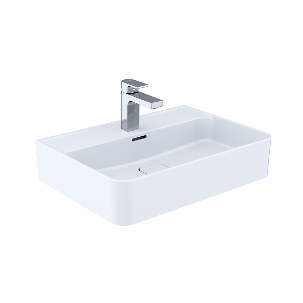 Das Bild zeigt einen modernen Waschtisch auf weißem Grund.