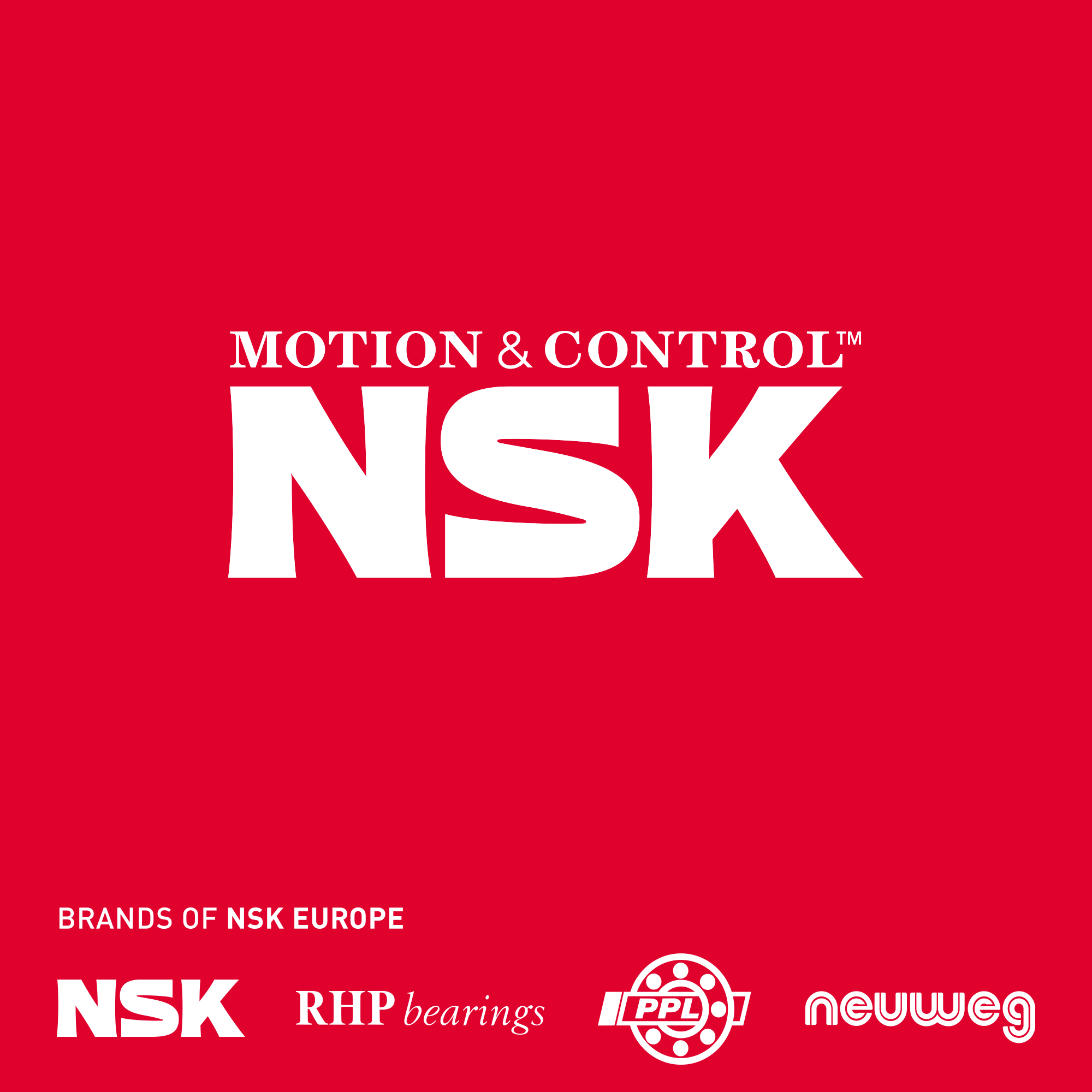 NSK Logo auf rotem Hintergrund.
